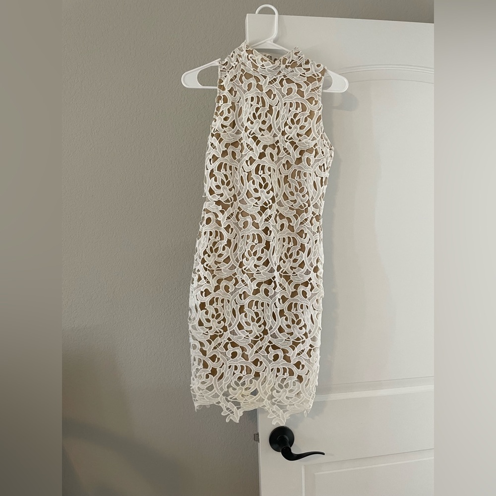 White and cream lace dress